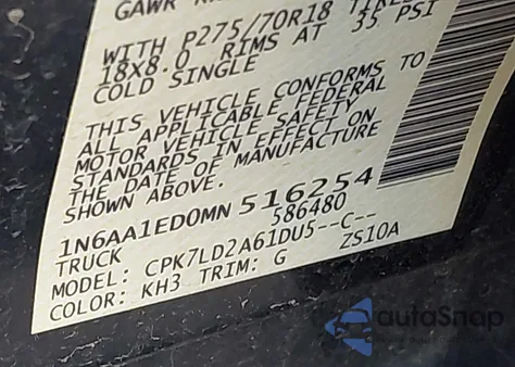 2021 Nissan Titan Pro-4X 4X4 z USA, uszkodzony, nr VIN 1N6AA1ED0MN516254